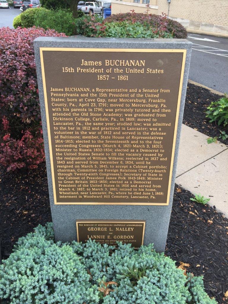 James Buchanan statue in Mercersburg, Pennsylvania