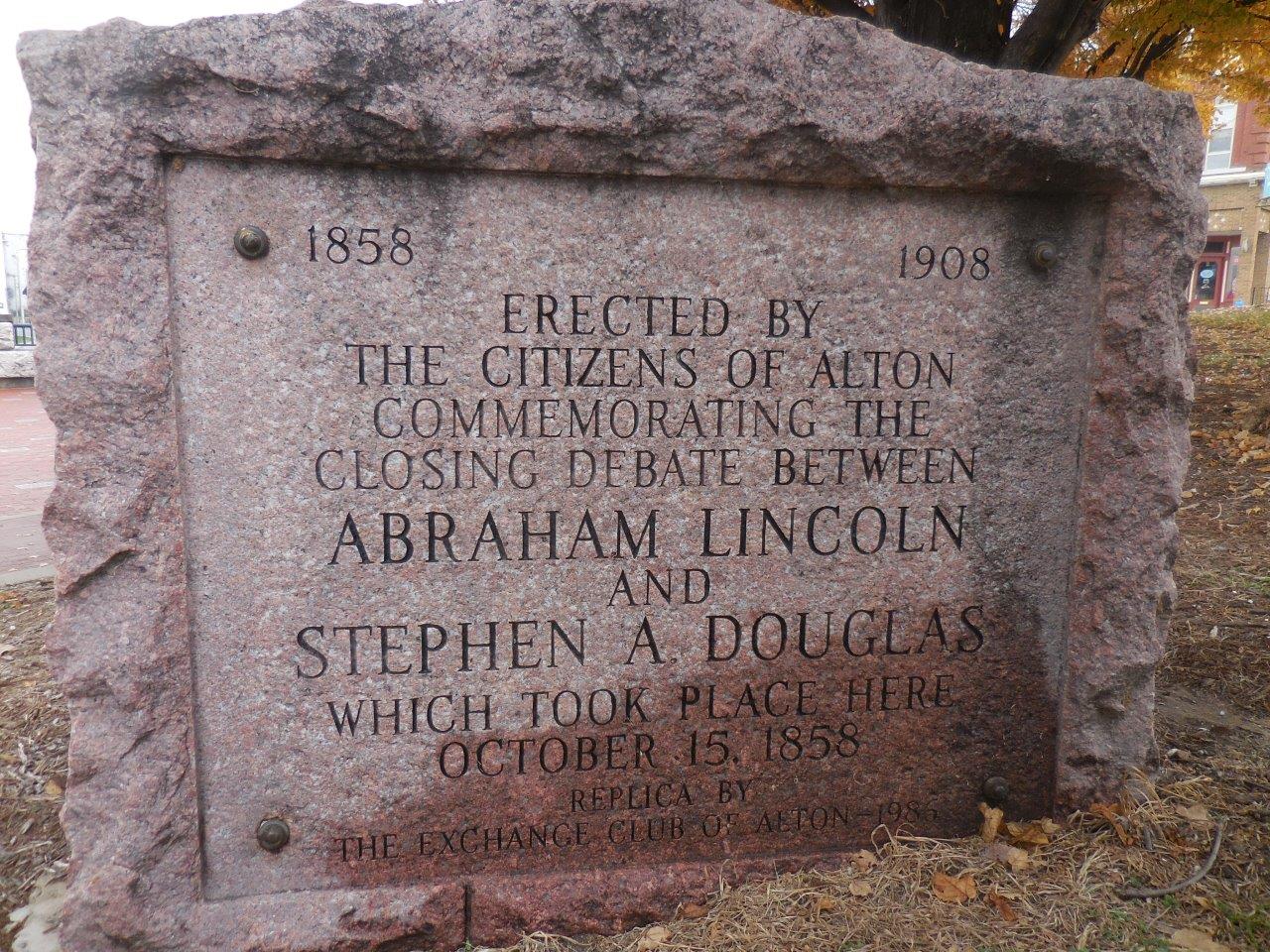 Historical marker at site of Lincoln-Douglas debate