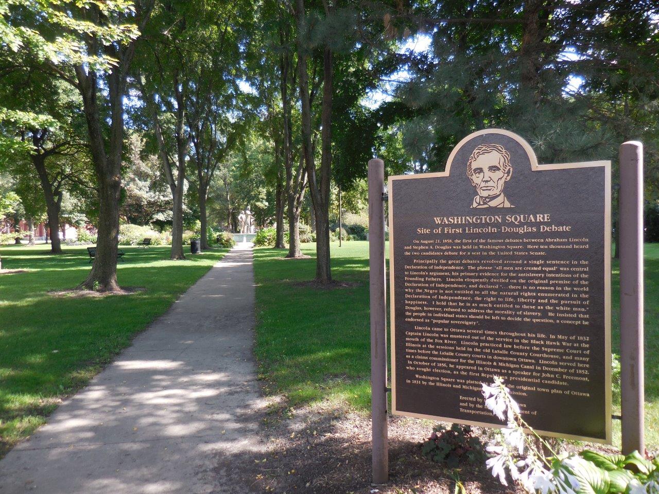 Historical marker at site of Lincoln-Douglas first debate