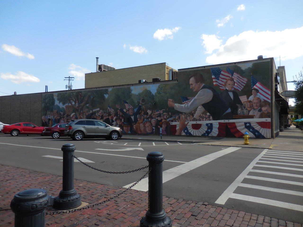 Lincoln-Douglas mural at site of first debate