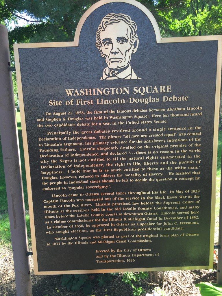 Historical marker at site of Lincoln-Douglas first debate