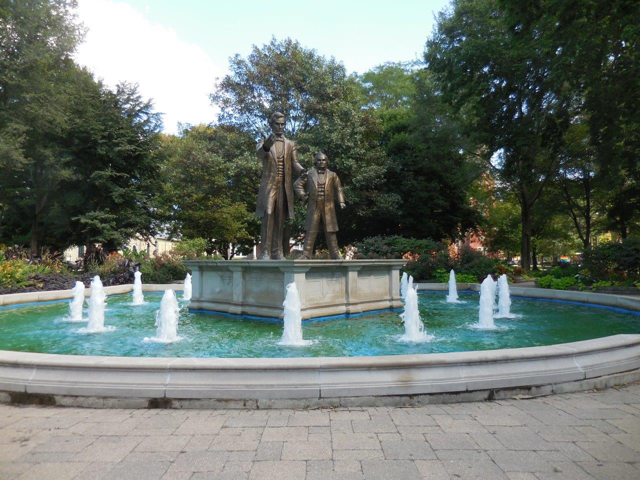Lincoln-Douglas statue at site of first debate