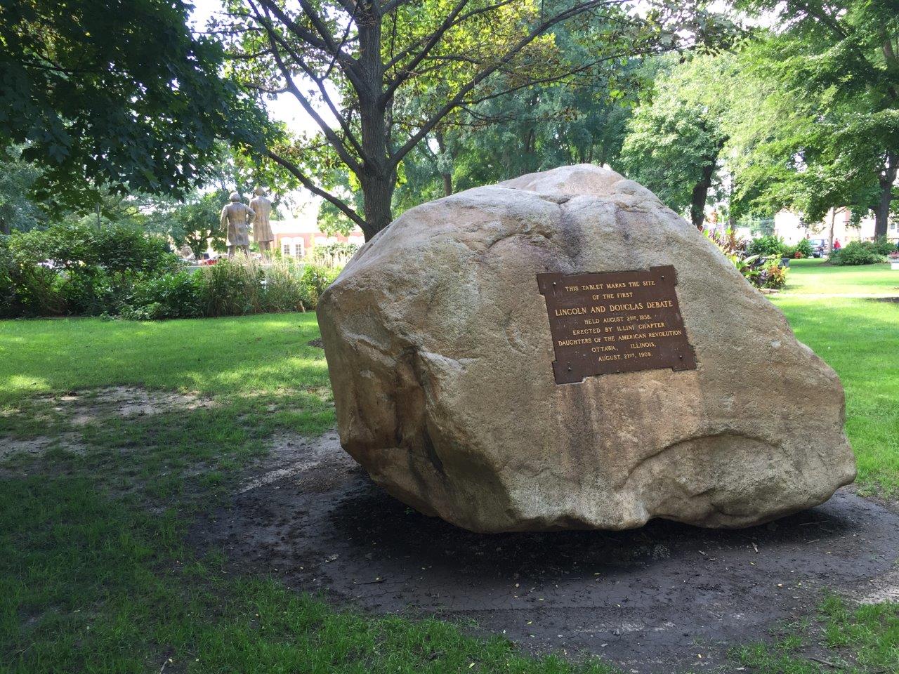 Historical marker at site of first Lincoln-Douglas debate