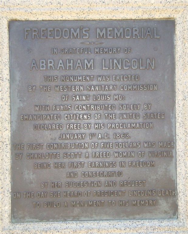 Lincoln Emancipation Monument plate