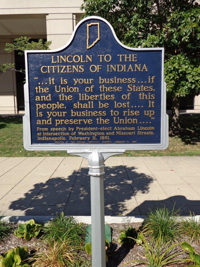 Abraham Lincoln historical marker in Indianapolis