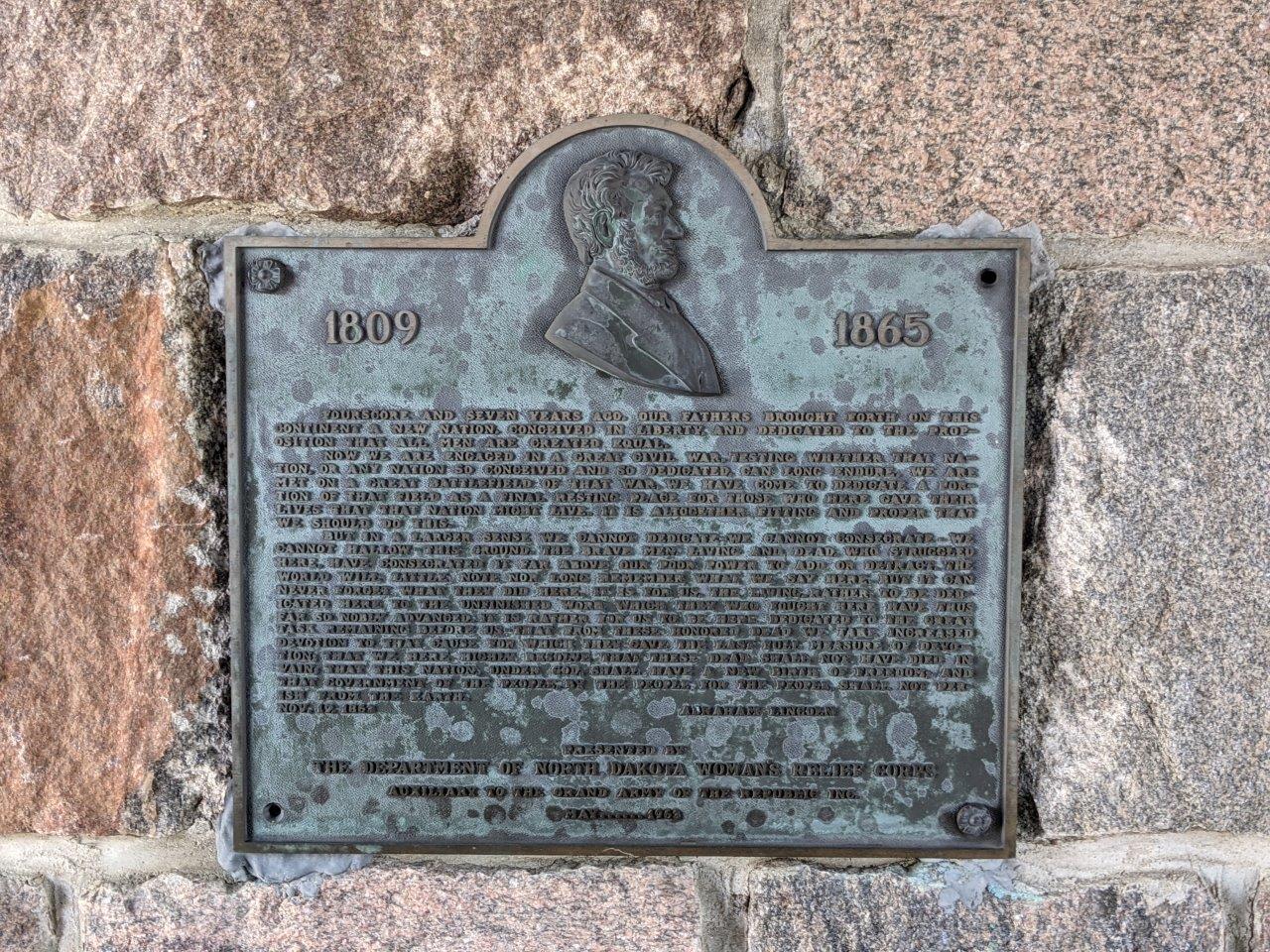 Abraham Lincoln plaque at International Peace Garden