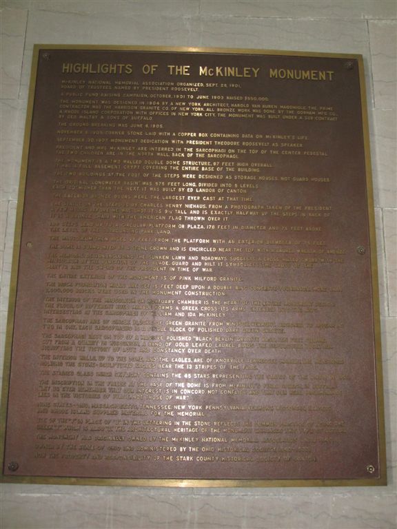 William McKinley gravesite historical marker