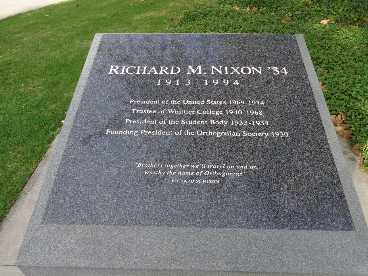 Nixon monument at Whittier College