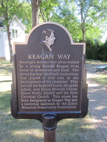Ronald Reagan historical marker in Dixon, Illinois