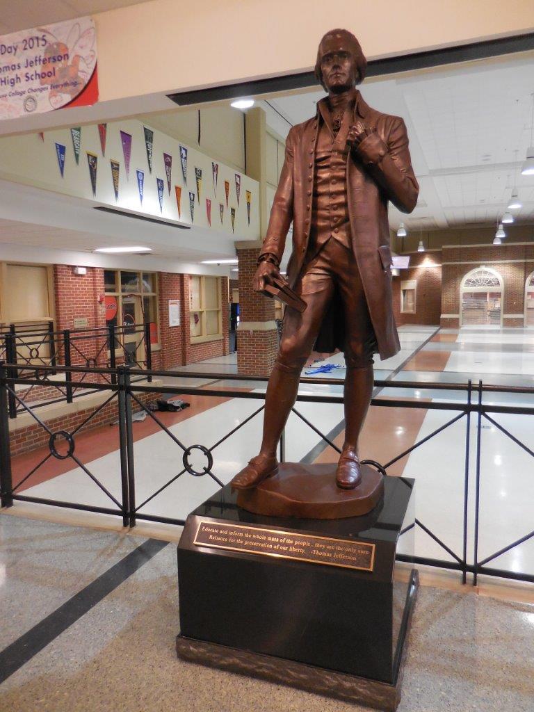 Thomas Jefferson statue at Thomas Jefferson High School in Council Bluffs, Iowa