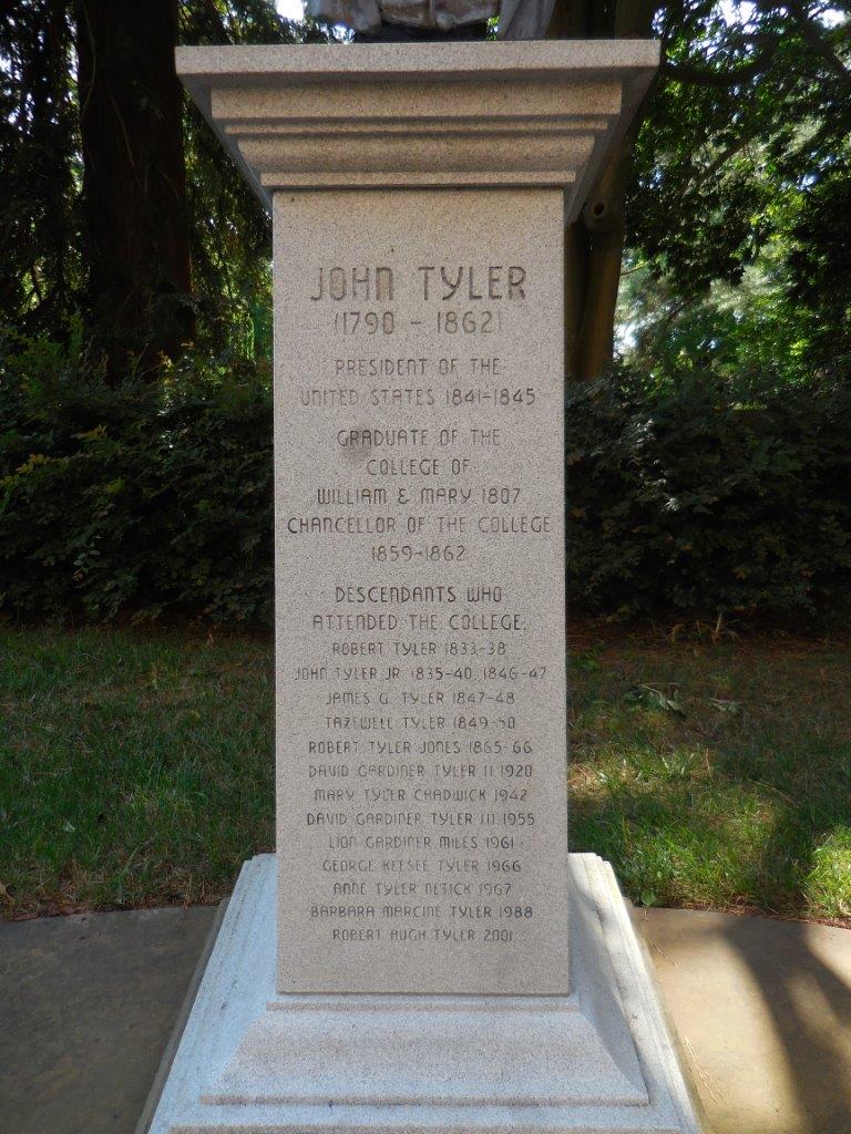 John Tyler statue at the college of William and Mary