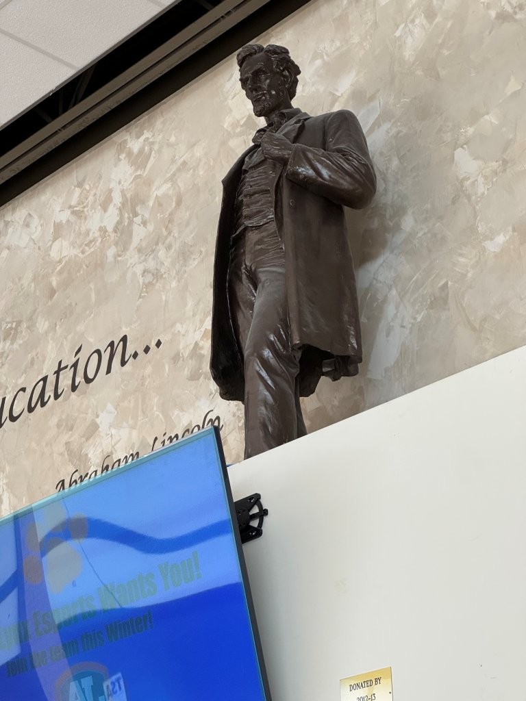 Abraham Lincoln memorial at Abraham Lincoln High School in Council Bluffs, Iowa