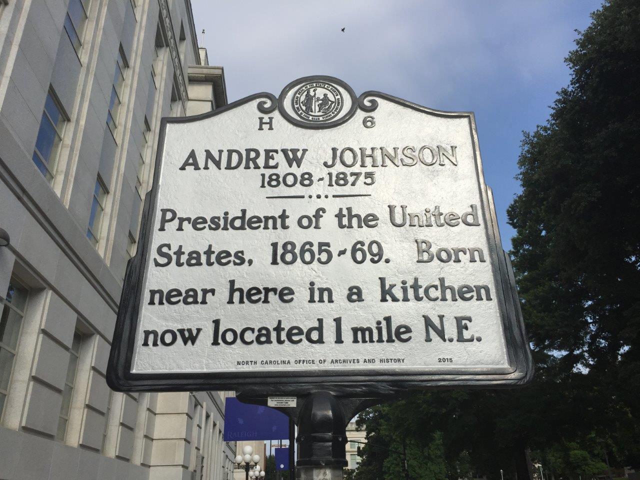 Andrew Johnson birthplace historical marker