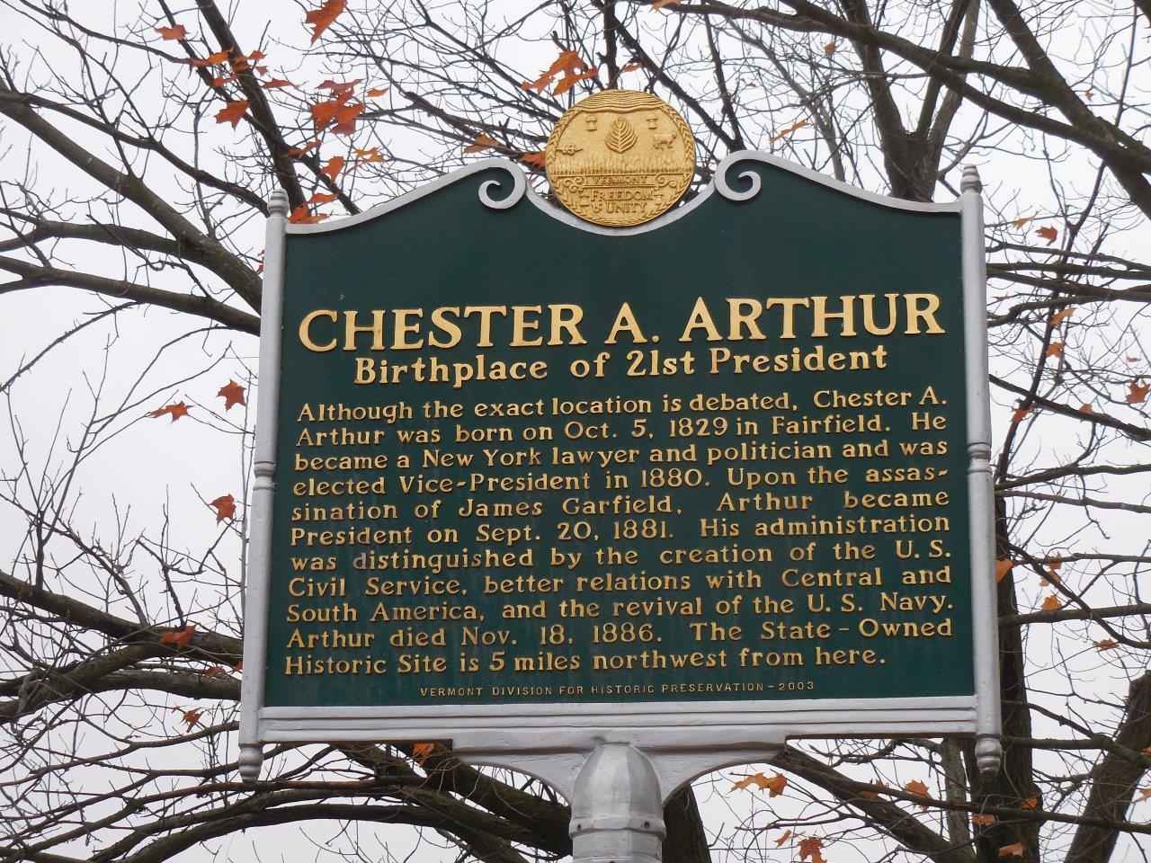 photo of Chester Arthur's birthplace