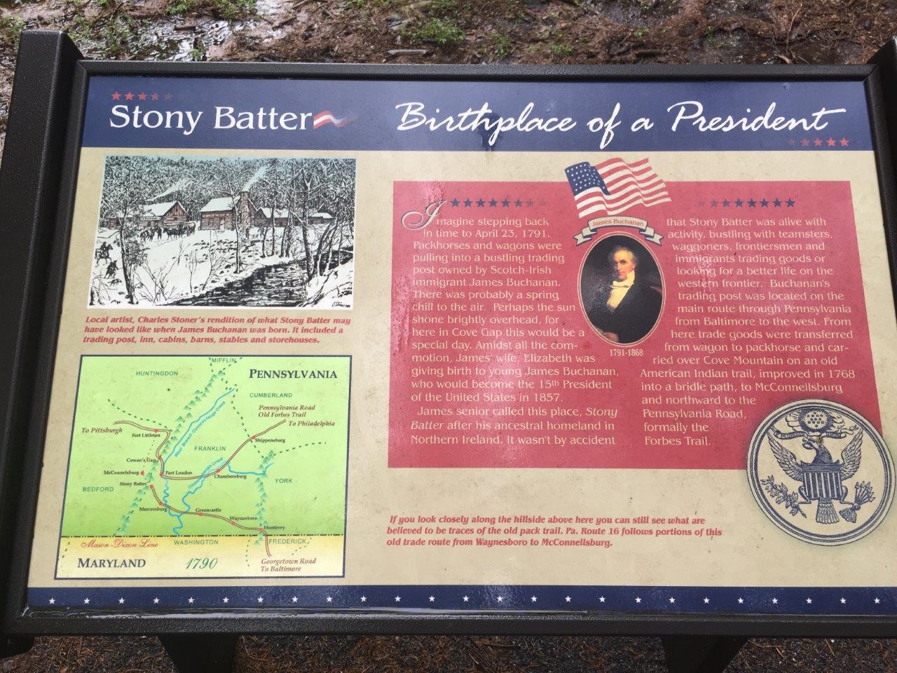 photo of James Buchanan's birthplace marker