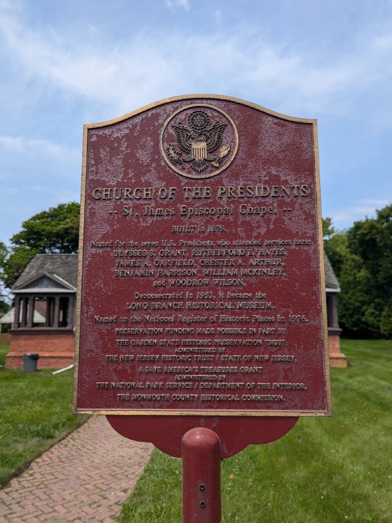 Church of the Presidents historical marker in Long Branch, New Jersey