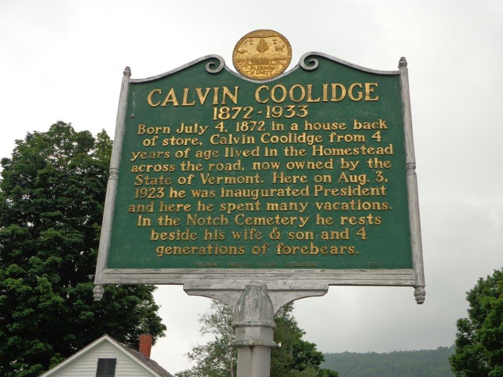 Calvin Coolidge birthplace historical marker