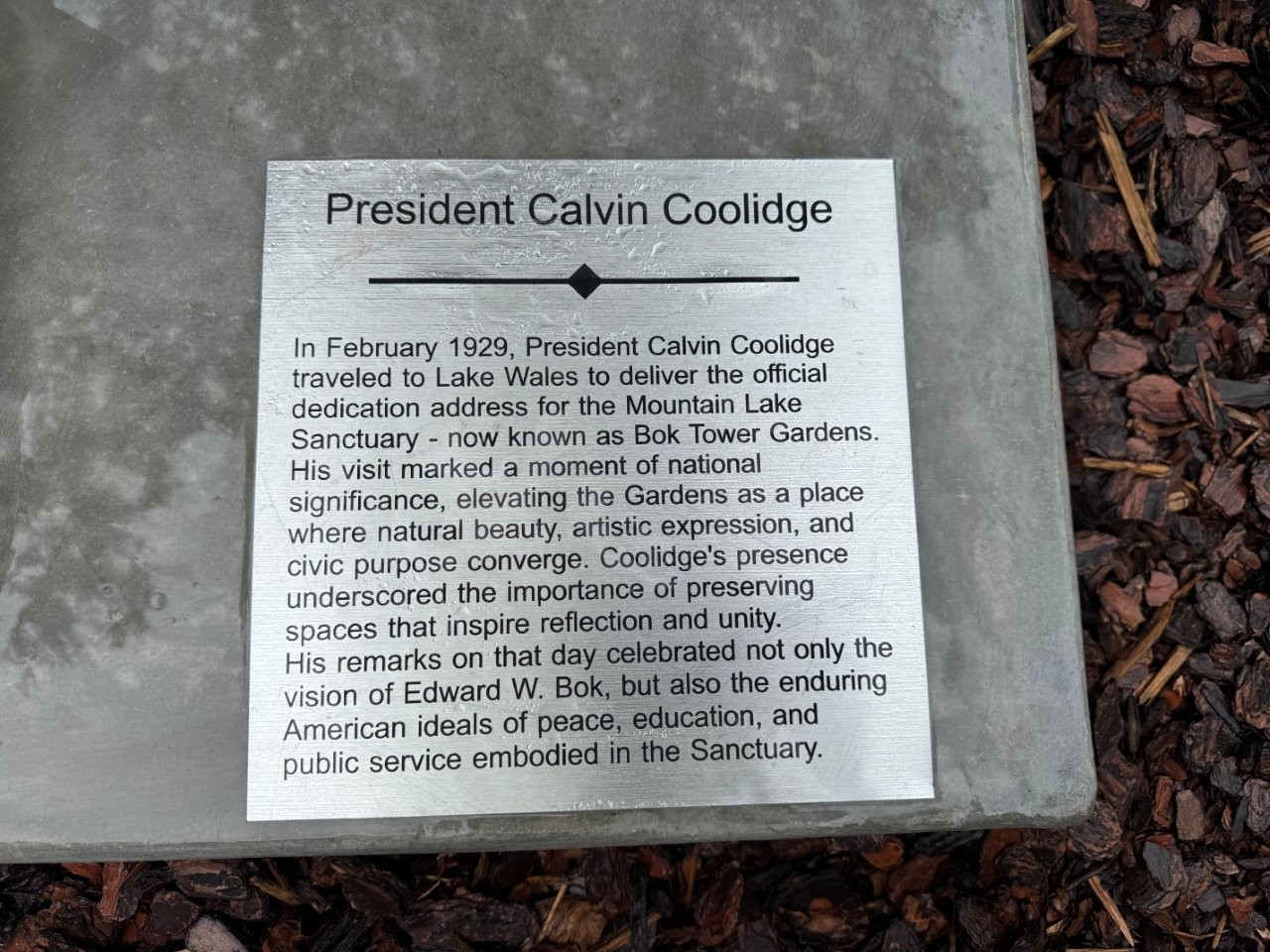 Calvin Coolidge monument in Lake Wales, Florida