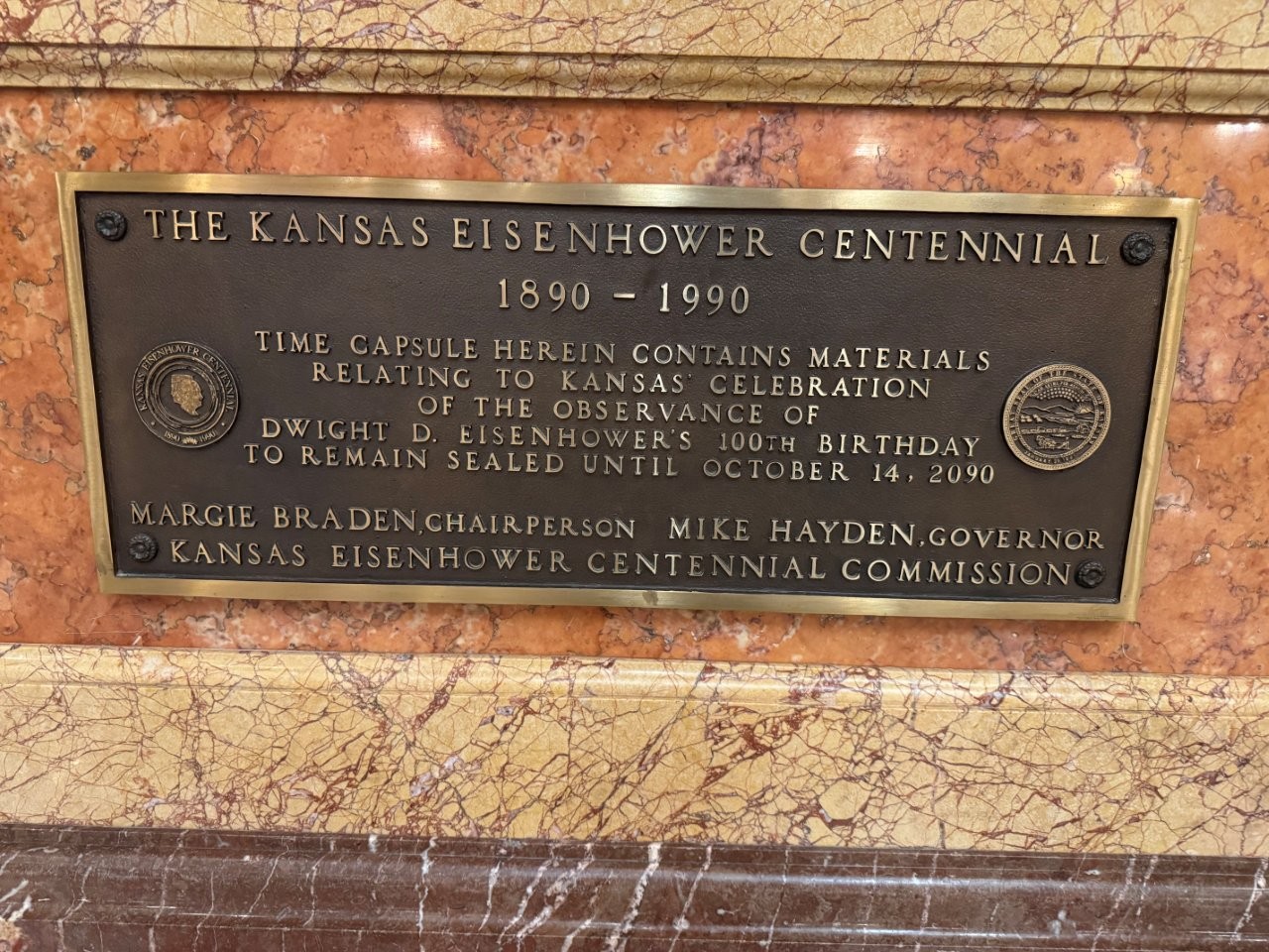 Dwight Eisenhower centennial time capsule inside the Kansas Capitol in Topeka