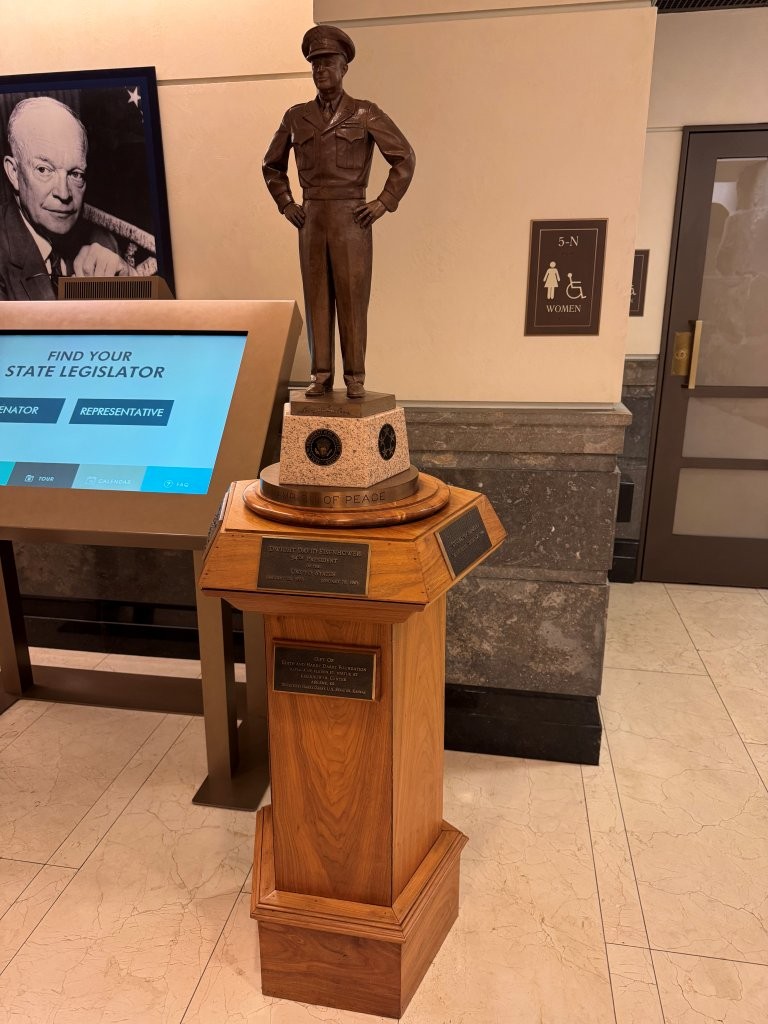 Dwight Eisenhower replica statue inside Kansas State Capitol in Topeka