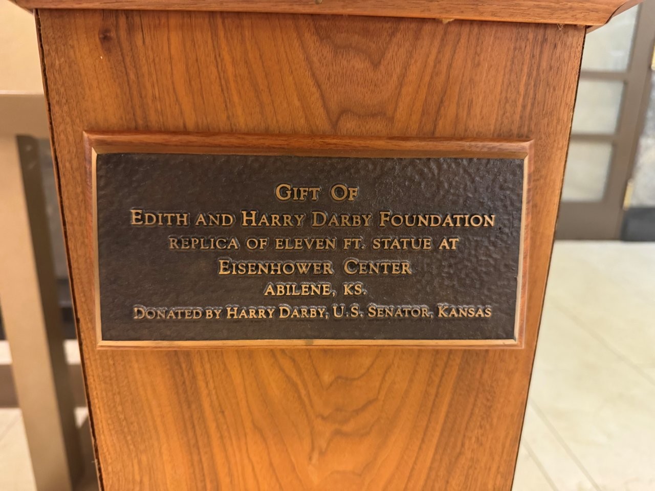 Dwight Eisenhower replica sculpture inside Kansas State Capitol in Topeka