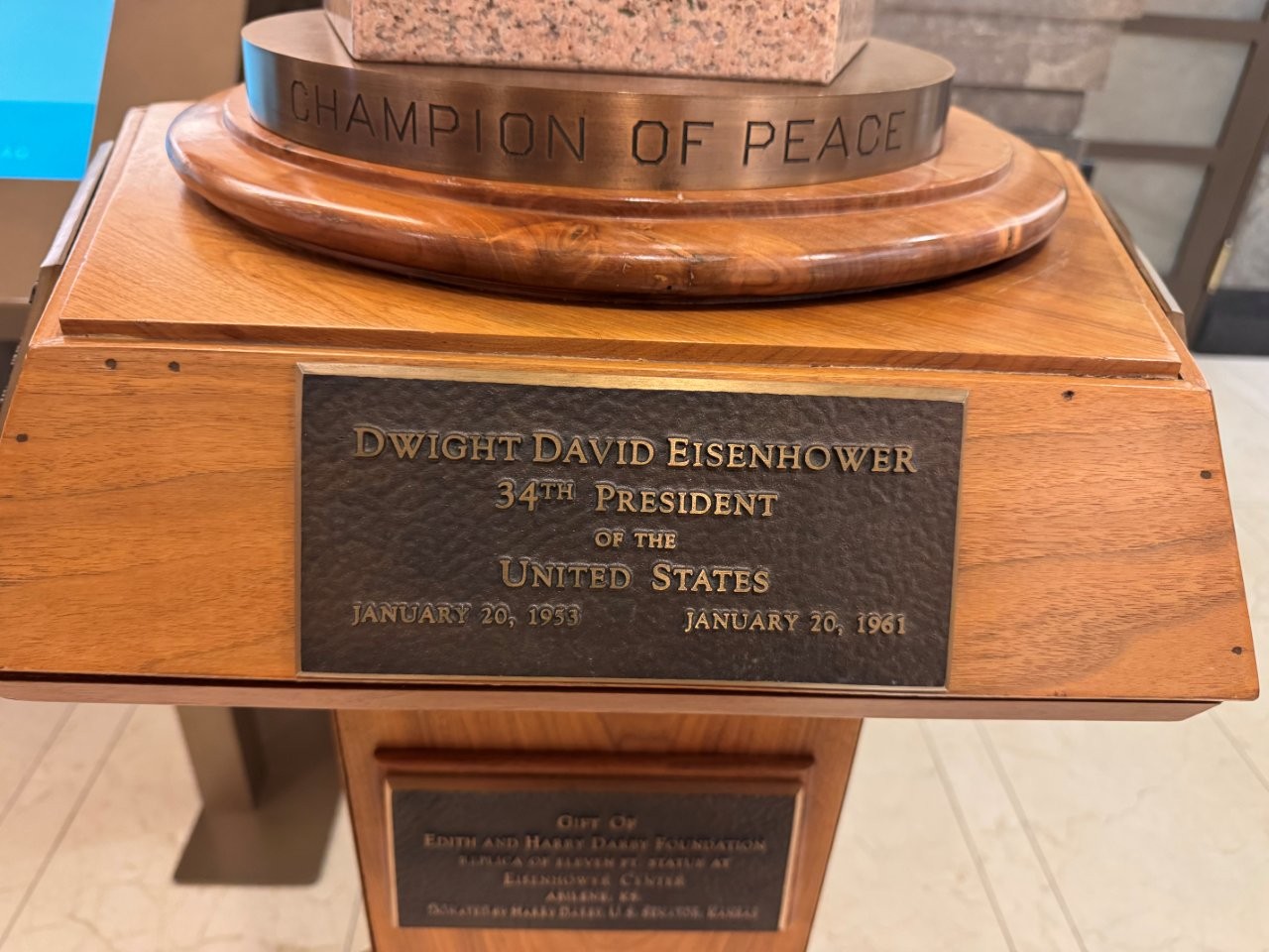 Dwight Eisenhower replica statue inside Kansas State Capitol in Topeka