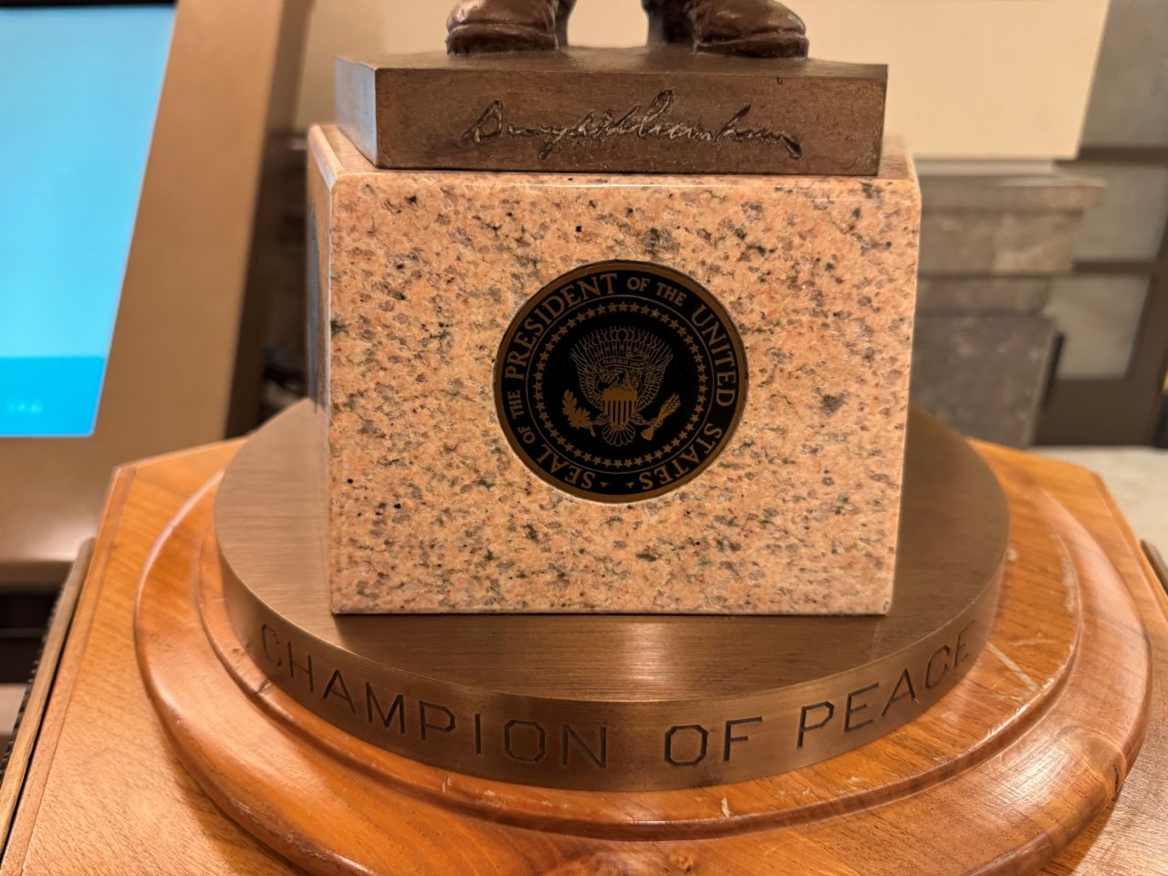 Dwight Eisenhower replica statue inside Kansas State Capitol in Topeka