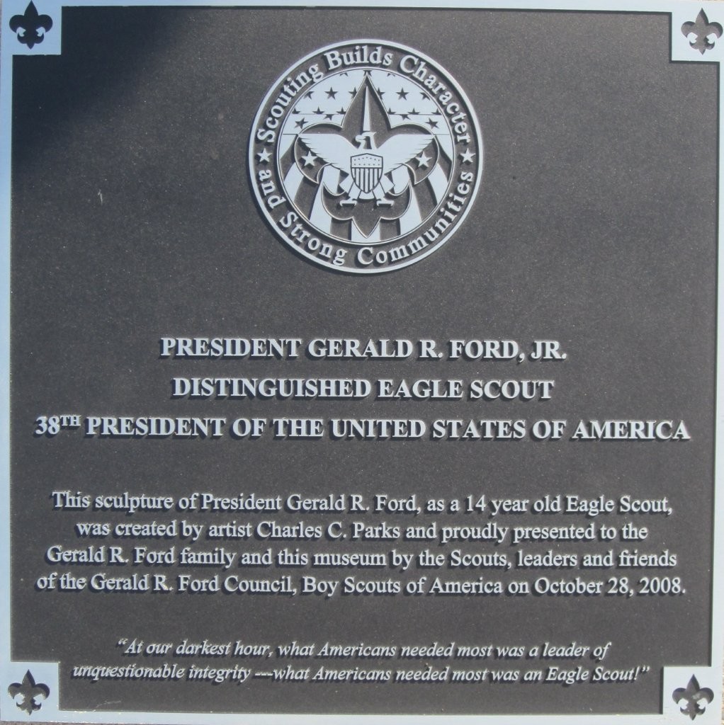 Gerald Ford Boy Scout Statue at Ford Presidential Museum in Grand Rapids, Michigan