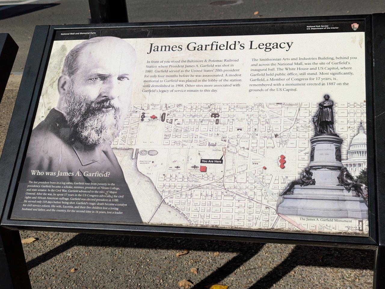 James Garfield assassination historical marker in Washington
