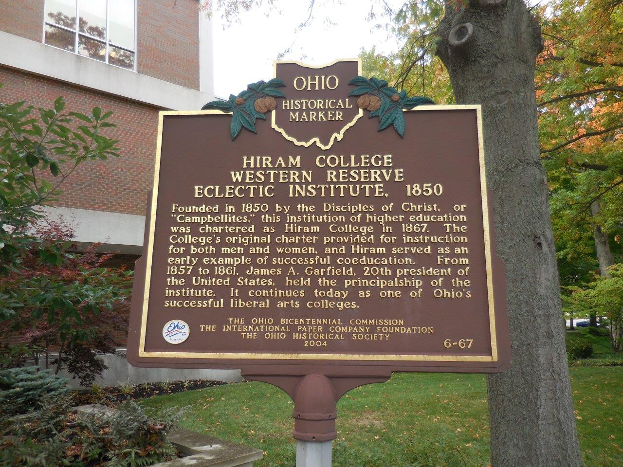 James Garfield Historical Marker at Hiram College