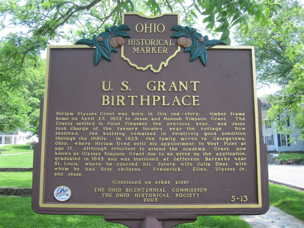 Ulysses S. Grant birthplace historical marker