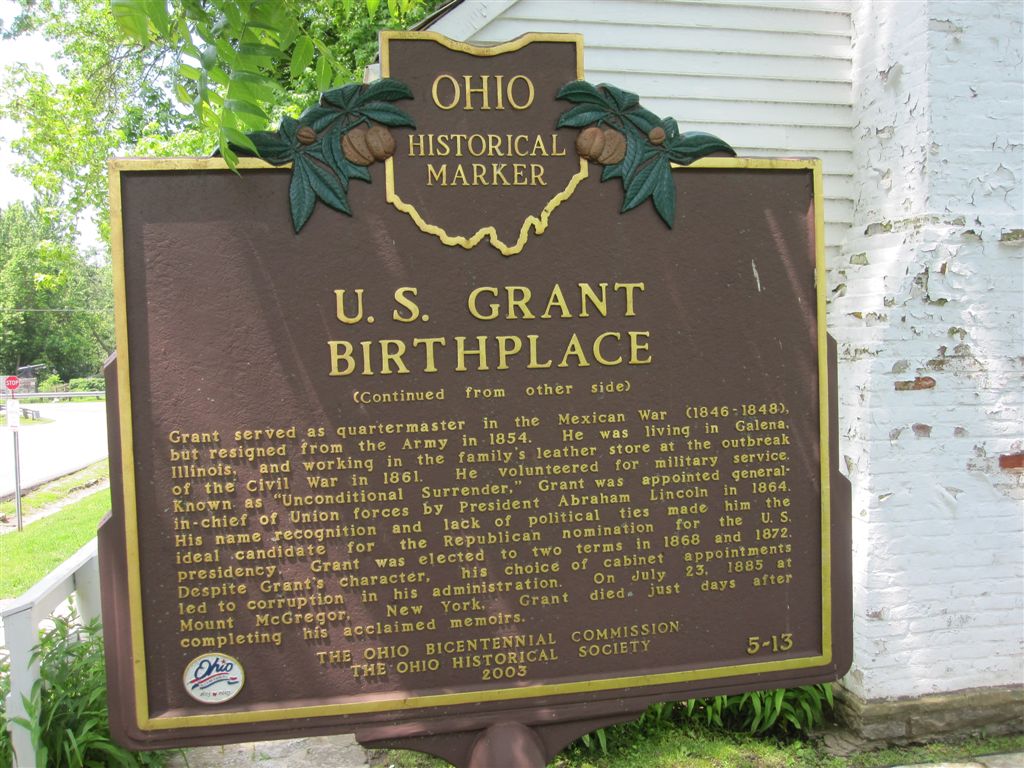 Ulysses S. Grant birthplace historical marker