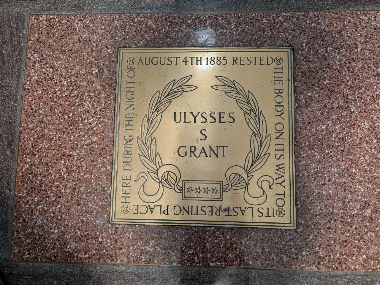 Ulysses S. Grant marker in the New York Capitol in Albany