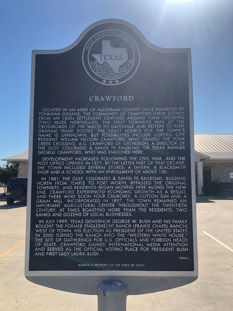 George Bush historical marker in Crawford, Texas