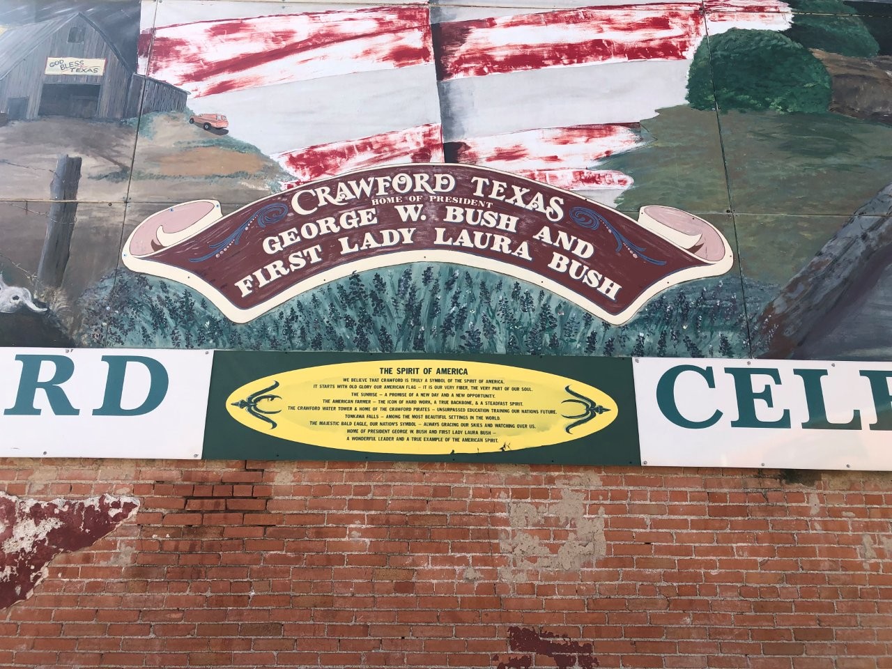 artwork in Crawford, Texas showing George W. Bush