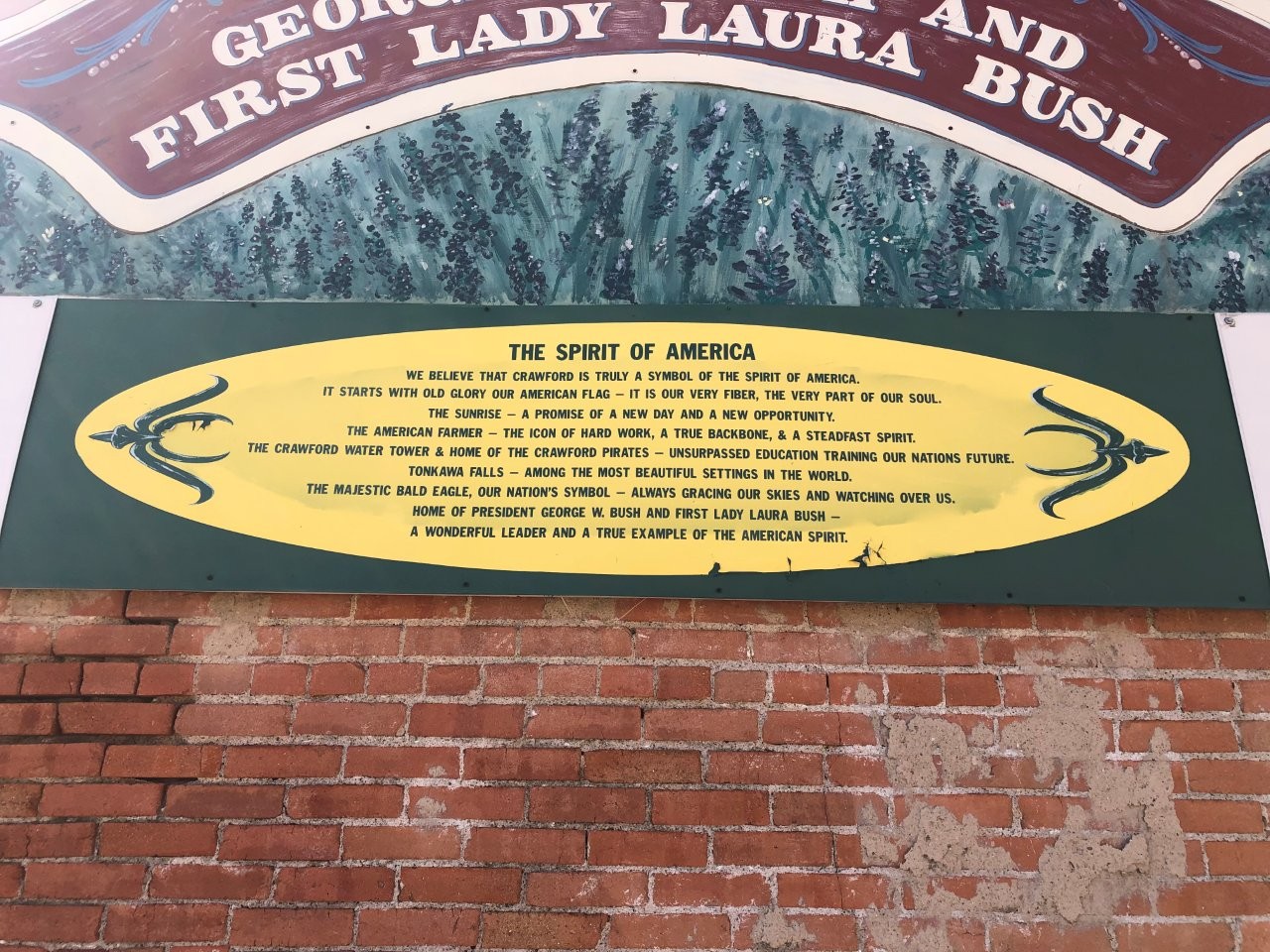 Painting in Crawford, Texas mentioning George W. Bush