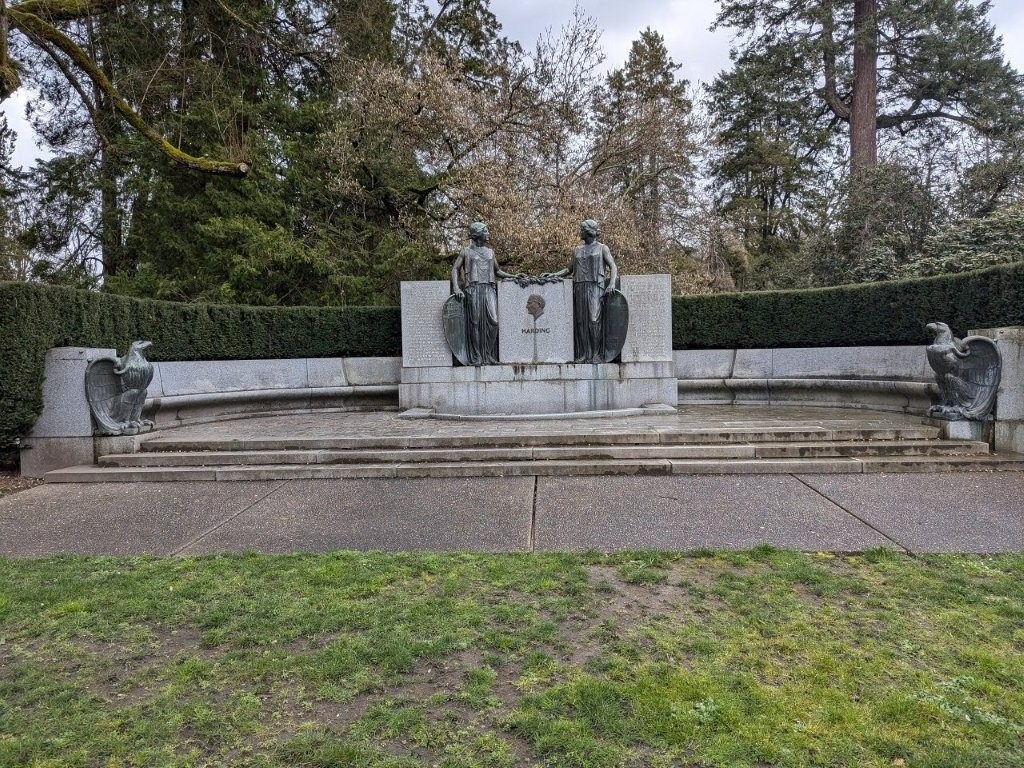 Warren Harding historical marker in Stanley Park in Vancouver