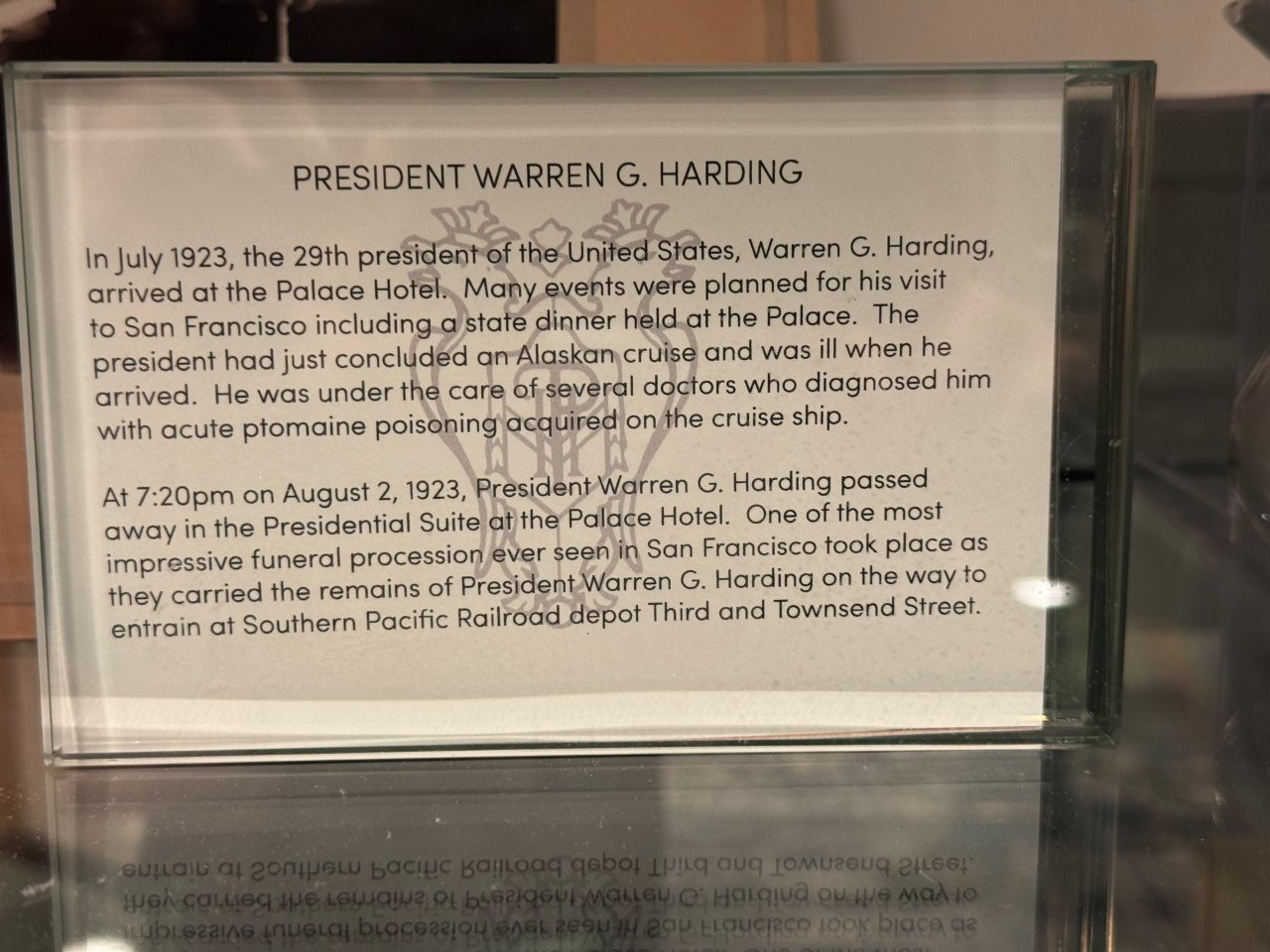 place where Warren Harding died in San Francisco, California