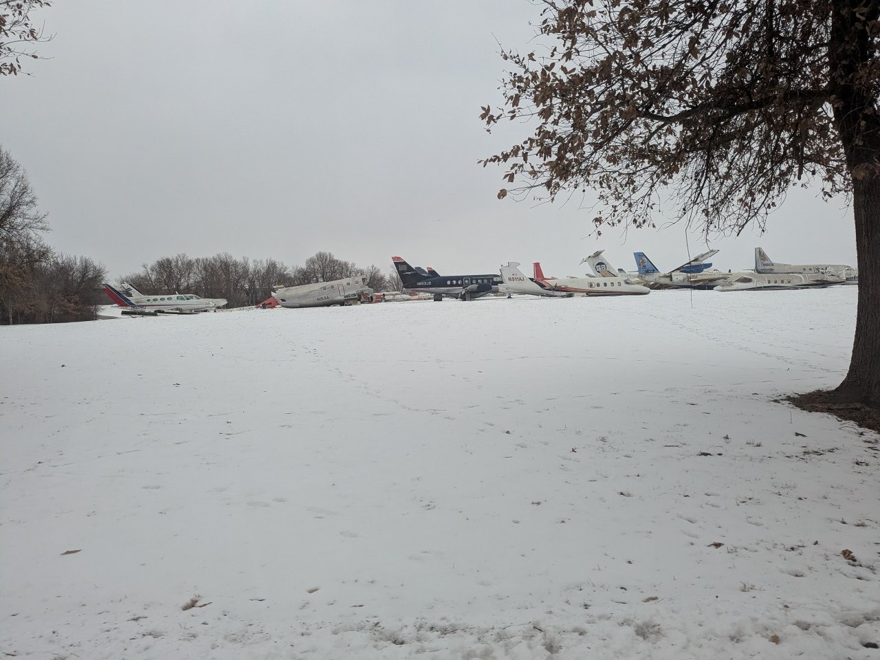 salvaged airplanes at Harry Truman airport in Bates City, Missouri
