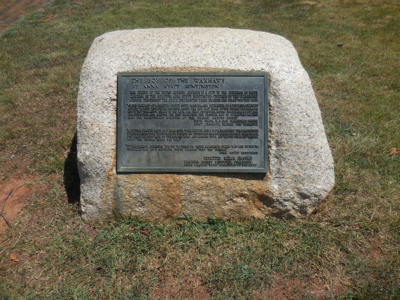 Andrew Jackson historical marker at Andrew Jackson State Park in Lancaster County, South Carolina