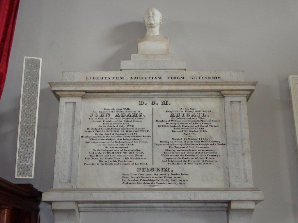 John Adams marker in church sanctuary