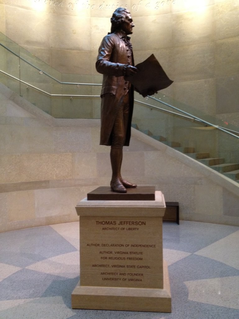 Thomas Jefferson memorial inside Virginia State Capitol in Richmond, VA