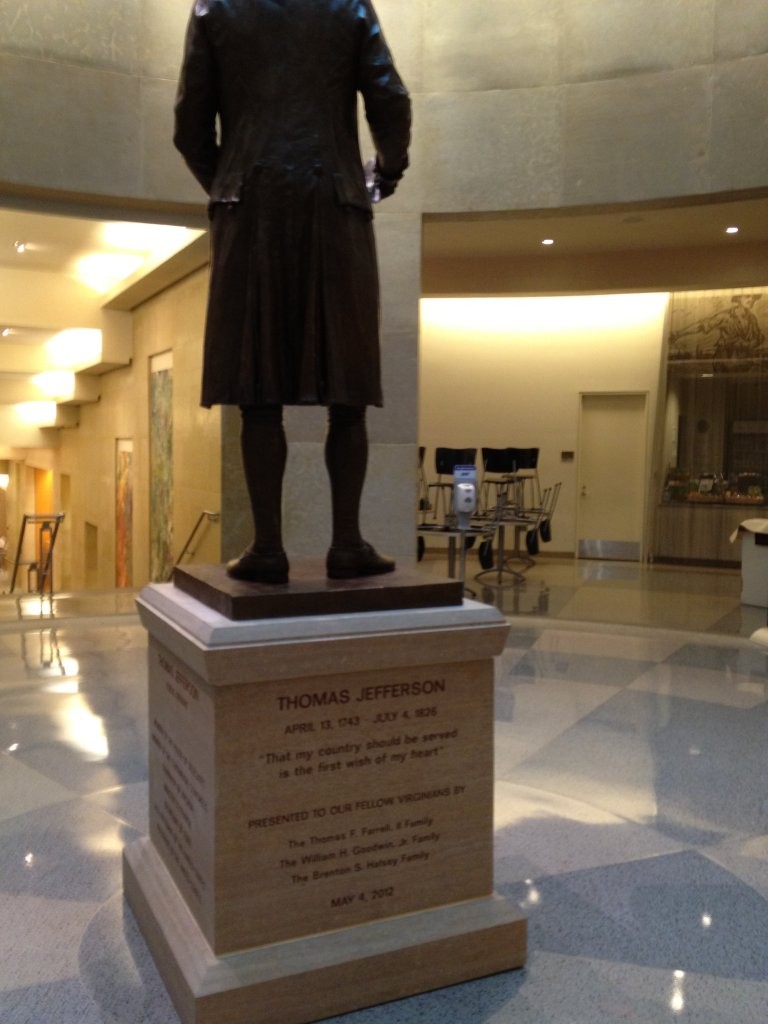 Thomas Jefferson statue inside the Virginia State Capitol in Richmond