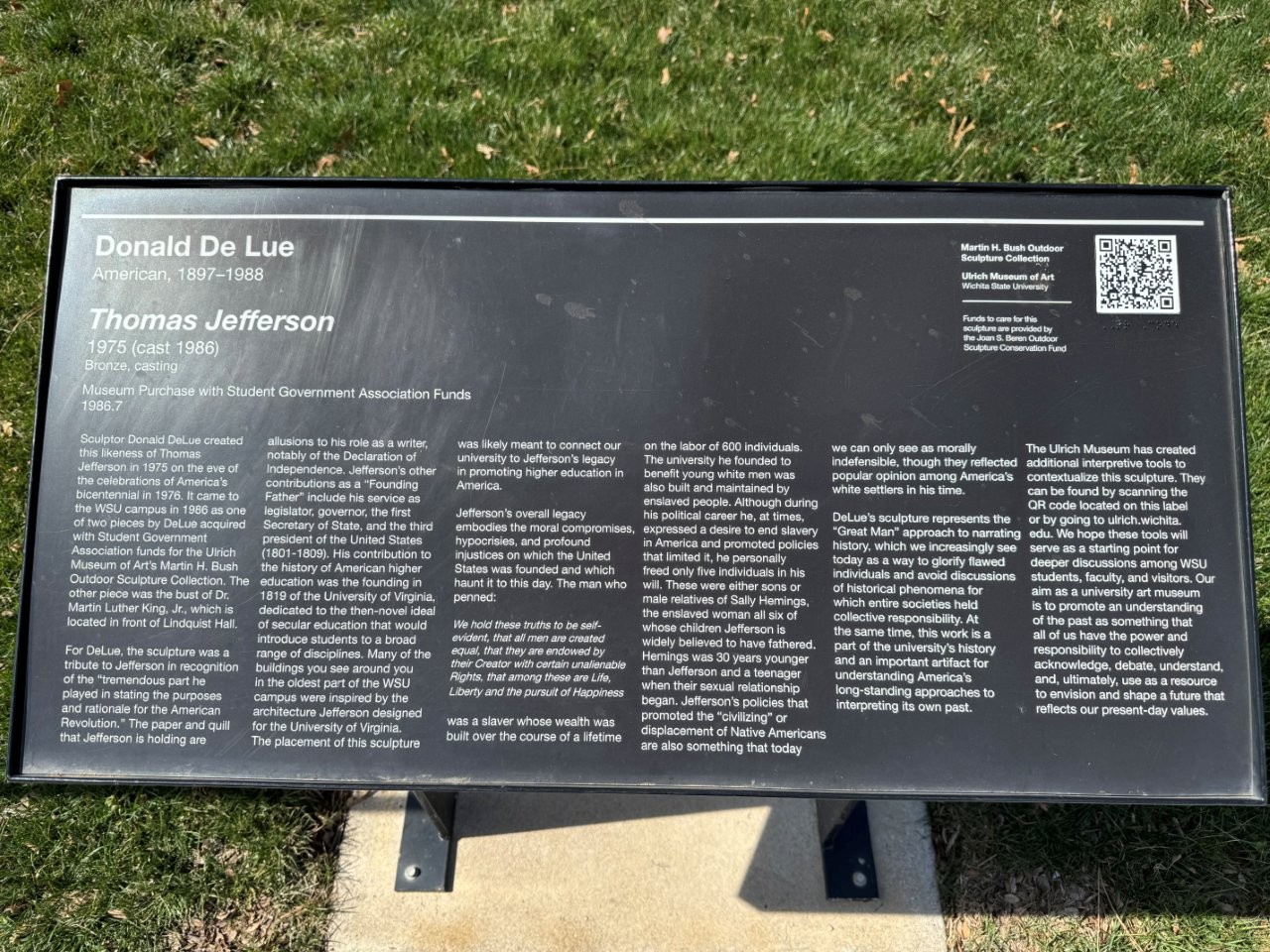 Thomas Jefferson statue at Wichita State University