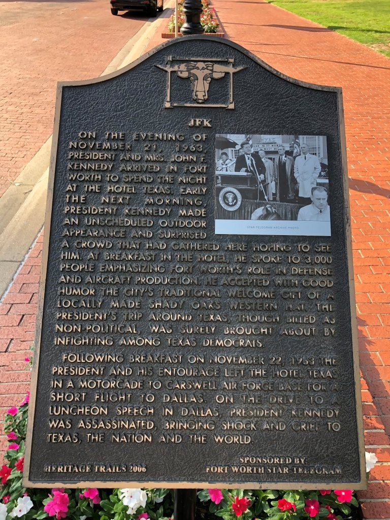 JFK historical marker in Ft. Worth, Texas