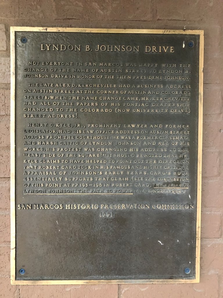 LBJ historical marker San Marcos, Texas