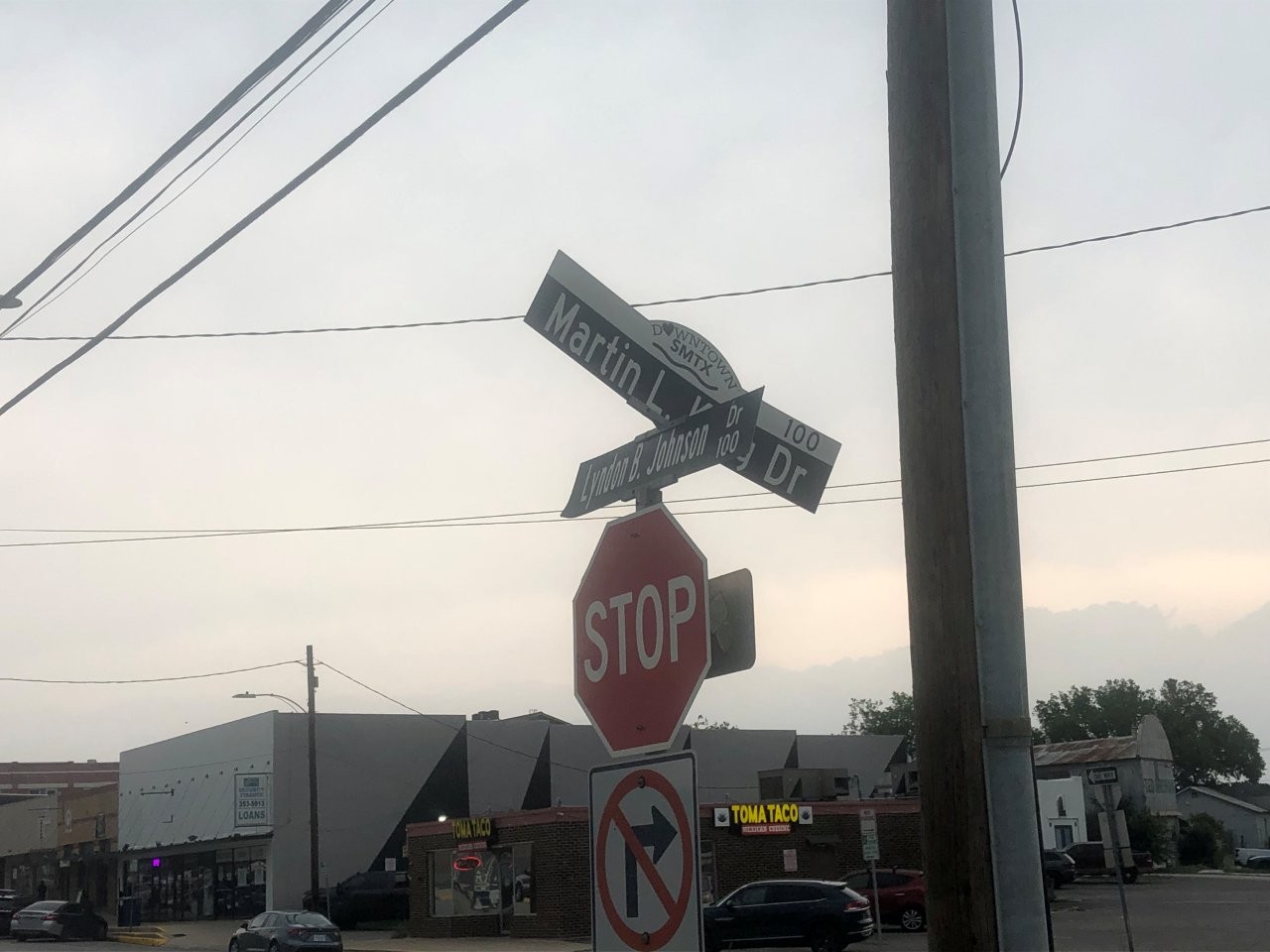 LBJ and MLK Crossroads memorial in San Marcos, Texas