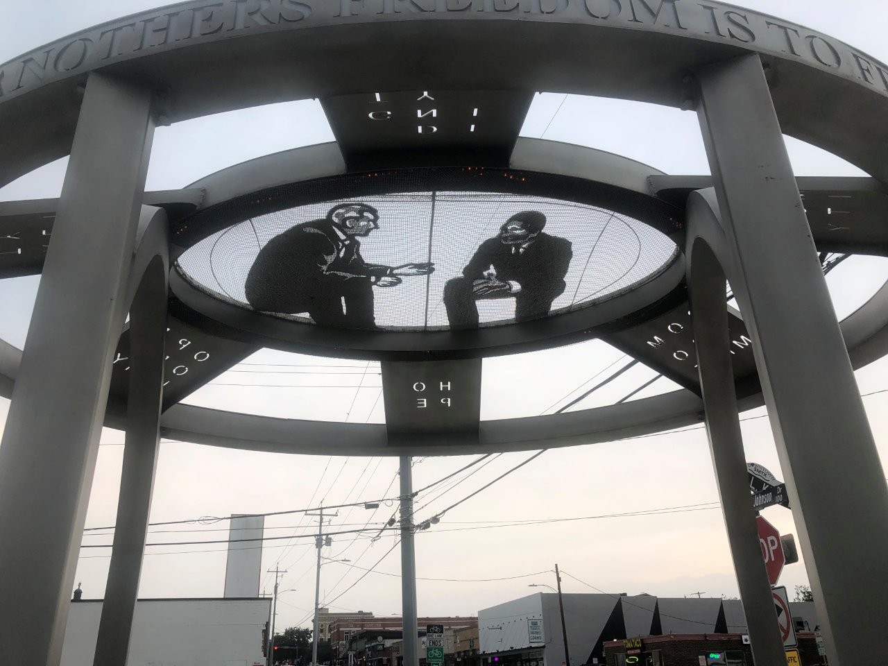 LBJ and MLK Cross Roads memorial in San Marcos, Texas