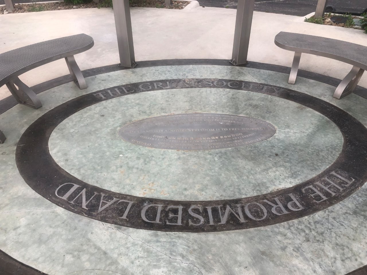 LBJ and MLK Crossroads monument in San Marcos, Texas