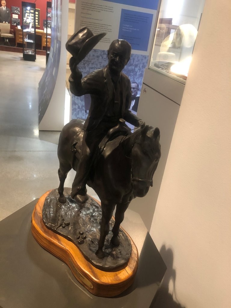 Lyndon B. Johnson equestrian statue at LBJ Museum in San Marcos, Texas